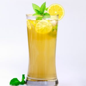 lemon juice in glass with mint herb